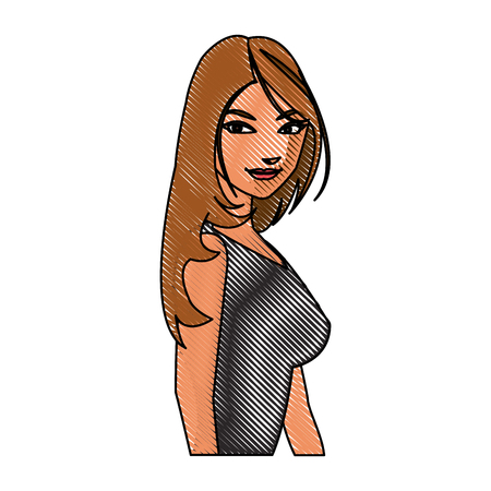 drawing profile woman business smart vector illustrationのイラスト素材