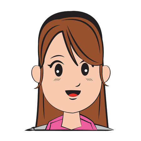 cartoon character woman face design vector illustrationのイラスト素材