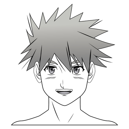young guy. anime boy character manga vector illustrationのイラスト素材