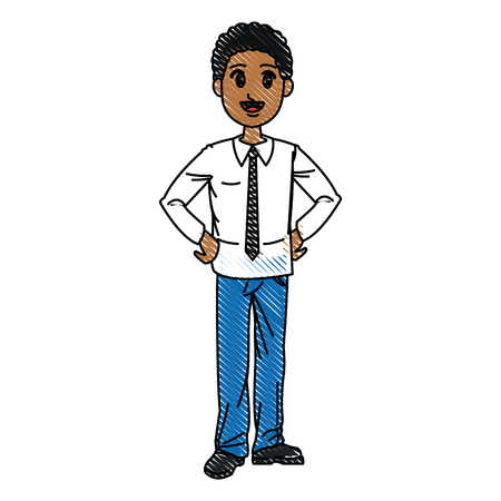 young business man standing with his hands vector illustrationのイラスト素材