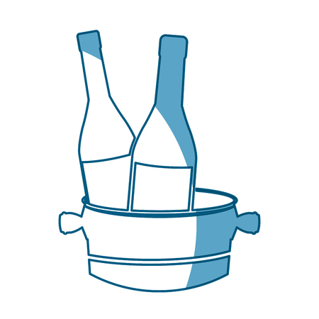 bottles wine with bucket cold shadow vector illustrationのイラスト素材