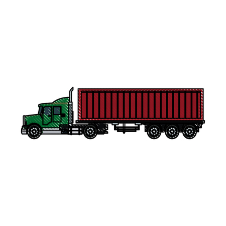 truck container shipping cargo outline vector illustrationのイラスト素材