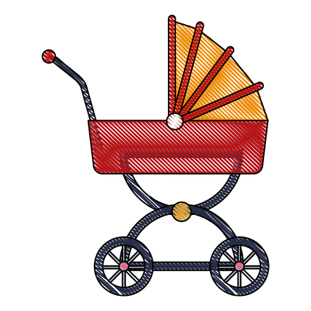 drawing baby carriage wheel decoration vector illustrationのイラスト素材