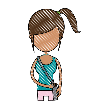 funny character girl student school people vector illustrationのイラスト素材