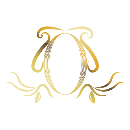 golden shield heraldic luxury frame decoration. emblem ornament template vector illustrationのイラスト素材