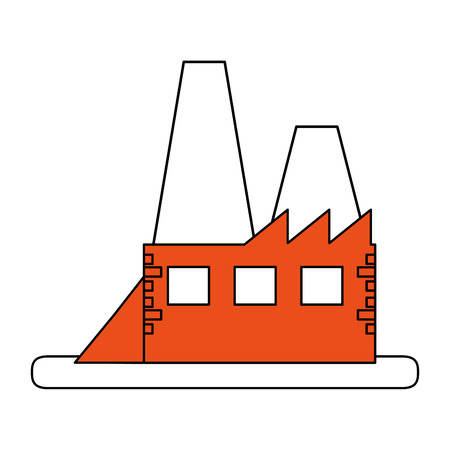 color silhouette image orange building industrial factory vector illustrationのイラスト素材