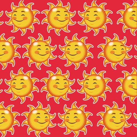 happy funny sun winked wallpaper pattern cartoon image vector illustrationのイラスト素材