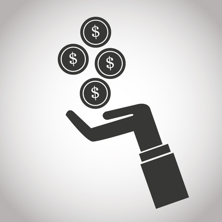 hand with falling coins money dollar. banking pictogram image vector illustrationのイラスト素材