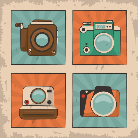 vintage film movie camera photo retro device vector illustrationのイラスト素材