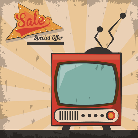 vintage technology television sale special offer vector illustrationのイラスト素材
