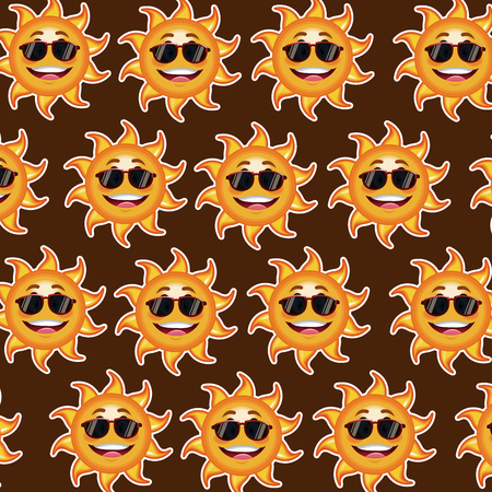 happy funny sun wallpaper pattern cartoon image vector illustrationのイラスト素材