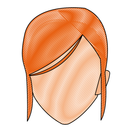 drawing head female hairstyle modern vector illustrationのイラスト素材