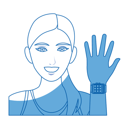 character woman portrait sport with smart watch vector illustrationのイラスト素材
