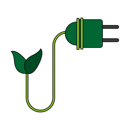 color image cartoon green plug electricity environment design vector illustrationのイラスト素材