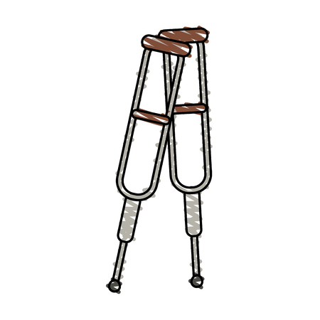 color crayon stripe cartoon pair of medical crutches vector illustrationのイラスト素材