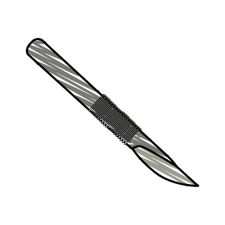 color crayon stripe cartoon scalpel knife for surgeries vector illustrationのイラスト素材