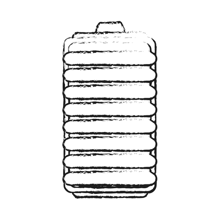 blurred silhouette image cartoon battery device with load level vector illustrationのイラスト素材