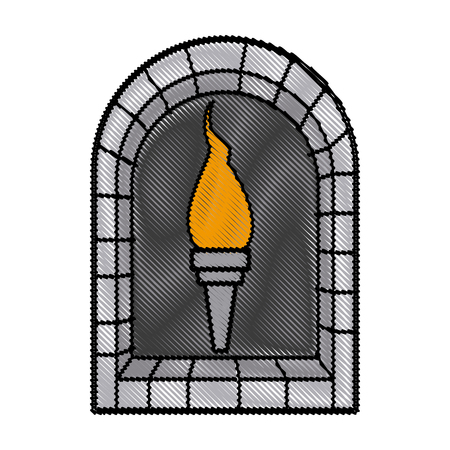 cartoon medieval torch flame light vector illustrationのイラスト素材
