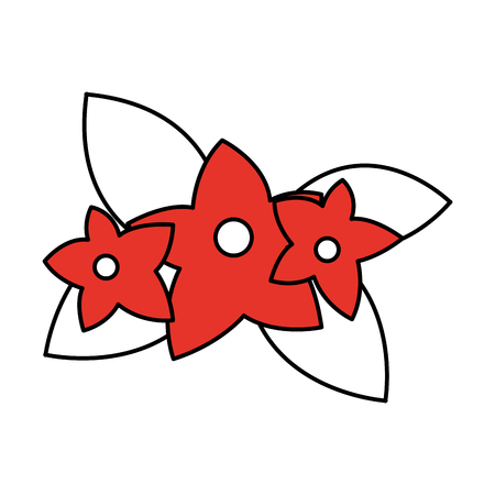 white and red silhouette of cartoon flowers with leaves vector illustrationのイラスト素材