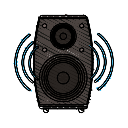 colorful crayon silhouette of loudspeaker in wood box vector illustrationのイラスト素材