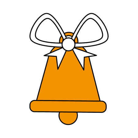 color silhouette image of christmas bell with decorative ribbon vector illustrationのイラスト素材