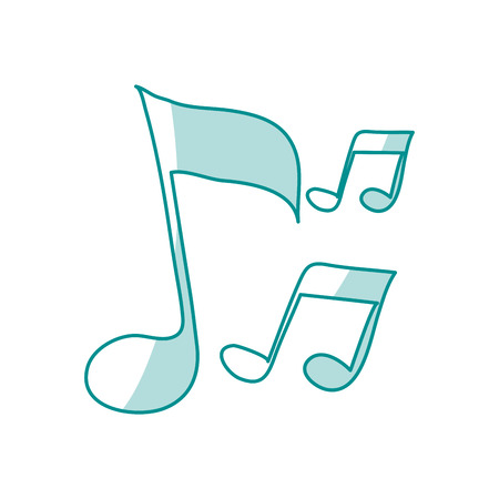 blue shading silhouette of musical notes vector illustrationのイラスト素材