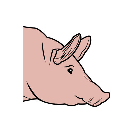 cute pig head cartoon animal farm image vector illustrationのイラスト素材