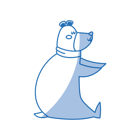 cute bear wearing scarf christmas character vector illustrationのイラスト素材