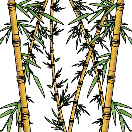 bamboo forest set. spa nature. plant tree with leaves. vector illustrationのイラスト素材