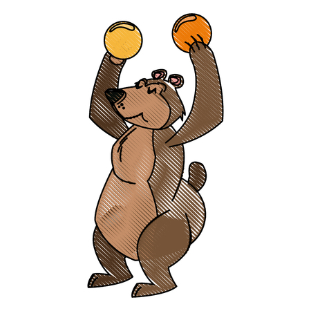 circus bear animal funny entertainment vector illustrationのイラスト素材