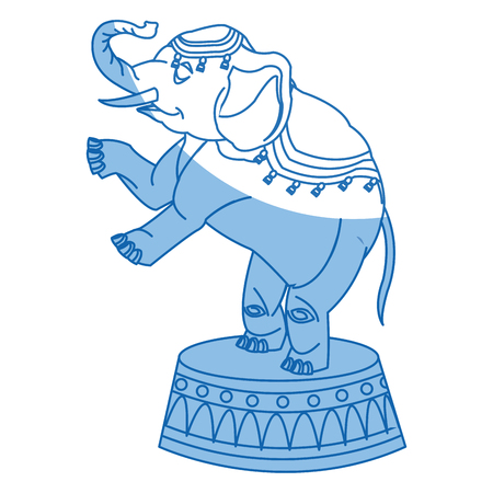 circus elephant as acrobat, animal standing trick, vector illustrationのイラスト素材