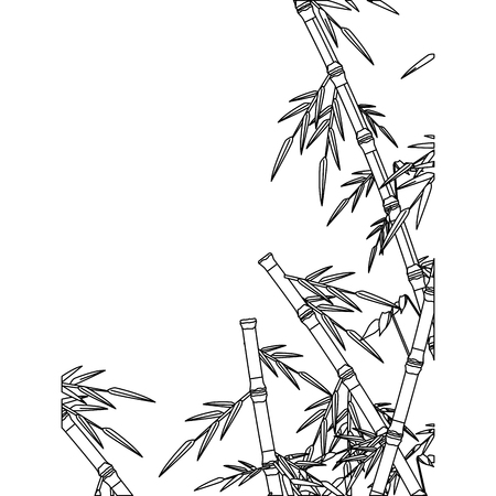 bamboo forest set. spa nature. plant tree with leaves. vector illustrationのイラスト素材