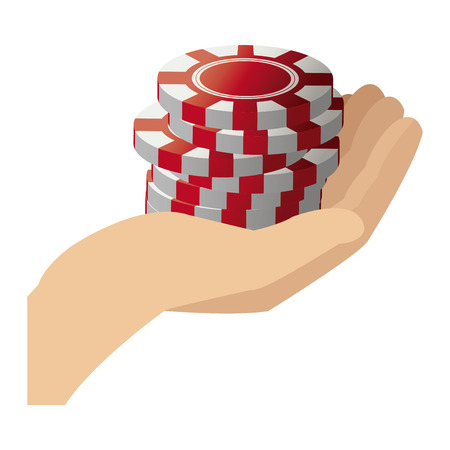 stack poker chips in hand gamble image vector illustrationのイラスト素材