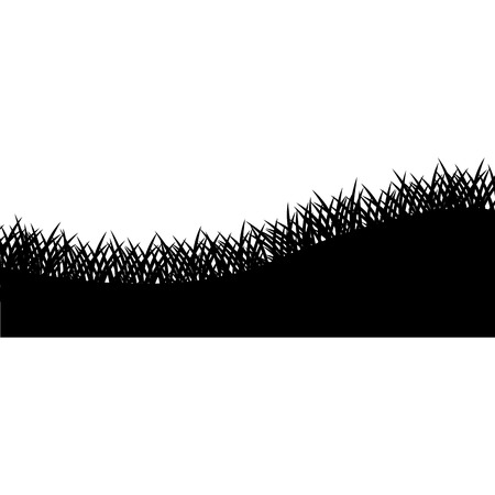 grass black silhouette nature, plant and field vector illustrationのイラスト素材