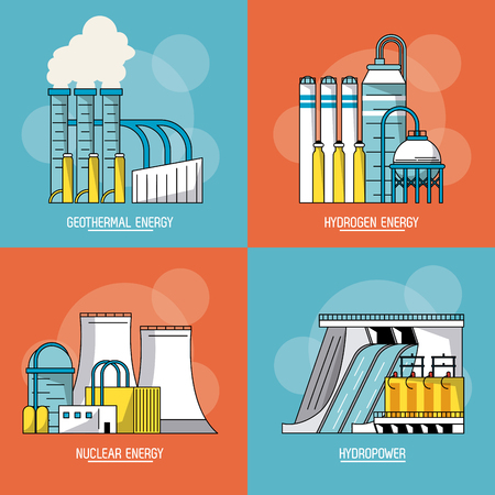 multicolored sections background with type of renewable energy vector illustrationのイラスト素材