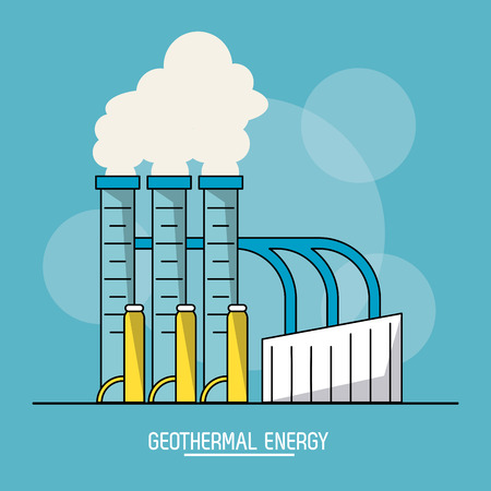 blue color background with bubbles of geothermal energy production plant vector illustrationのイラスト素材
