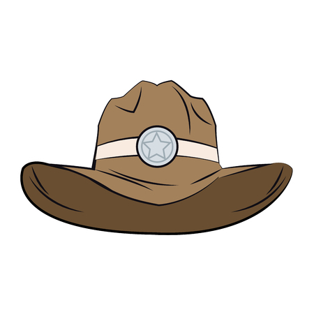 Old western sheriff hat star clothing icon vector illustration.のイラスト素材