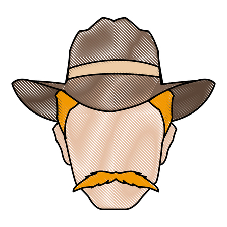silhouette man cowboy wear hat image vector illustrationのイラスト素材