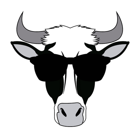 Vector image of a cow wearing glasses.のイラスト素材