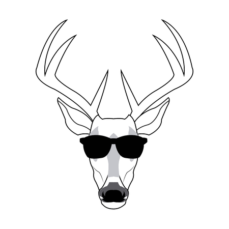 Portrait deer hipster style glasses vector illustrationのイラスト素材