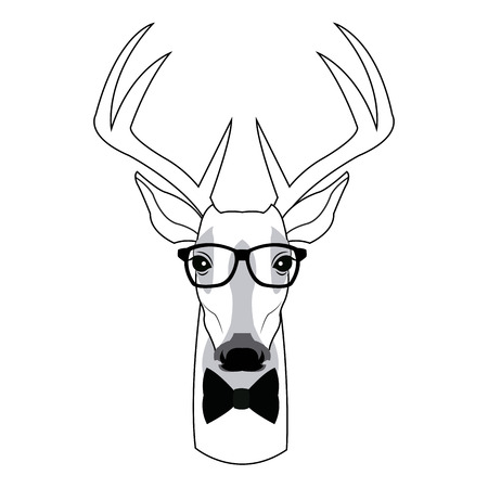 Portrait deer hipster style glasses vector illustrationのイラスト素材