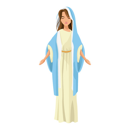 Cartoon cute virgin mary character nativity design. vector illustrationのイラスト素材