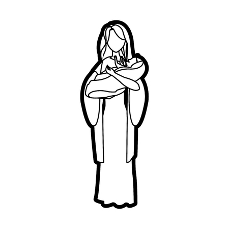 virgin mary and her holy baby religious catholicism vector illustrationのイラスト素材