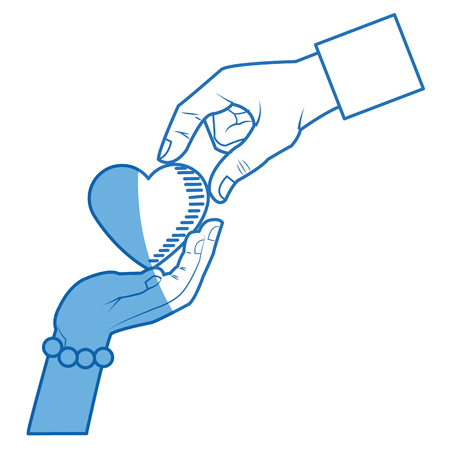 couple hands man and female giving heart love concept vector illustrationのイラスト素材