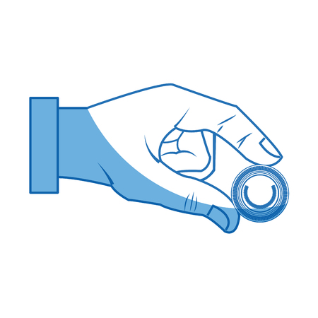 hand business man put coin bank vector illustrationのイラスト素材