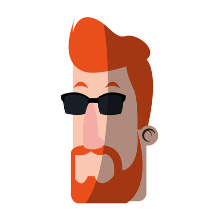 head of bearded man wearing sunglasses icon image vector illustration designのイラスト素材