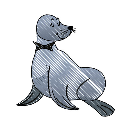 seal animal circus carnival show image vector illustrationのイラスト素材