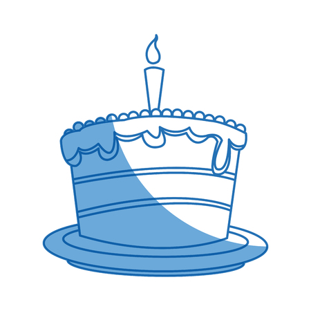 cartoon cake candle sweet food party icon vector illustrationのイラスト素材