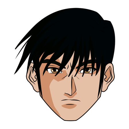 anime style male character head vector illustrationのイラスト素材