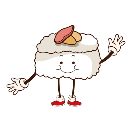 sushi food japanese funny character vector illustrationのイラスト素材